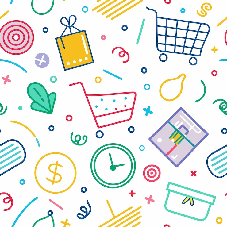 Vector un dibujo colorido de compras en línea.