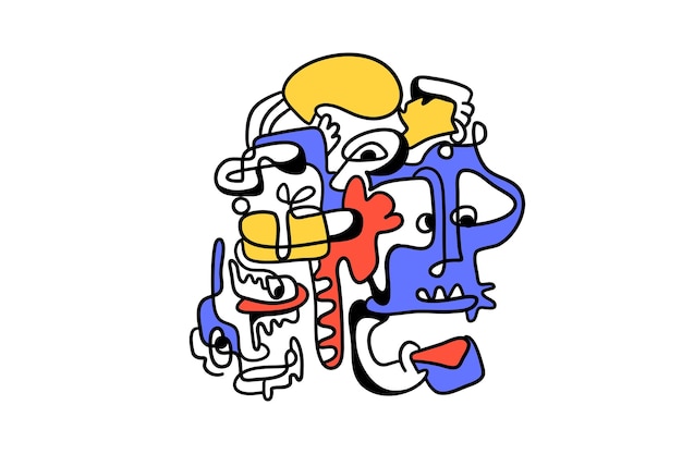 Un dibujo colorido de la emoción de las redes sociales El rostro de una persona está rodeado de un teléfono inteligente