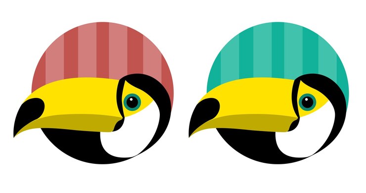 Vector dibujo colorido de un pájaro tucán exótico