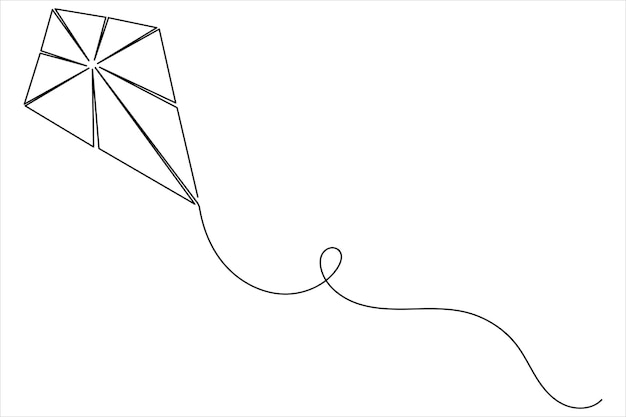 Dibujo de cometa de una línea ilustración vectorial de contorno simple minimalista