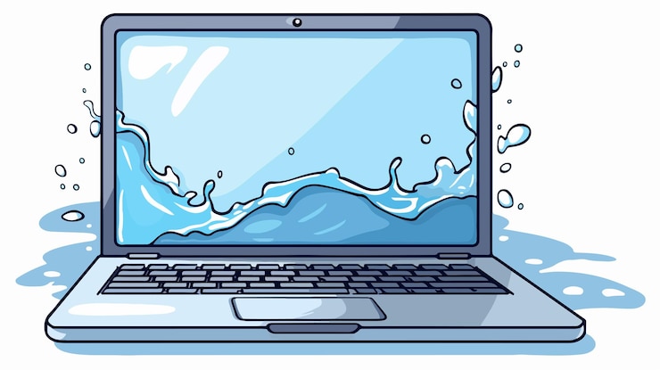 Vector un dibujo de una computadora portátil con la pantalla abierta y las palabras la palabra en él