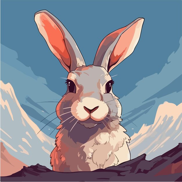 Vector un dibujo de un conejo conejito pintado digitalmente ilustración de vector de arte digital estilo anime