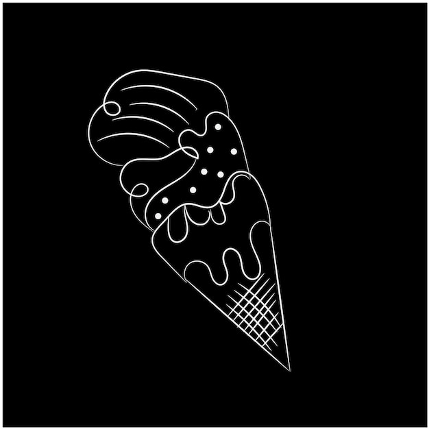 un dibujo de un cono de helado con una imagen de un pingüino en él