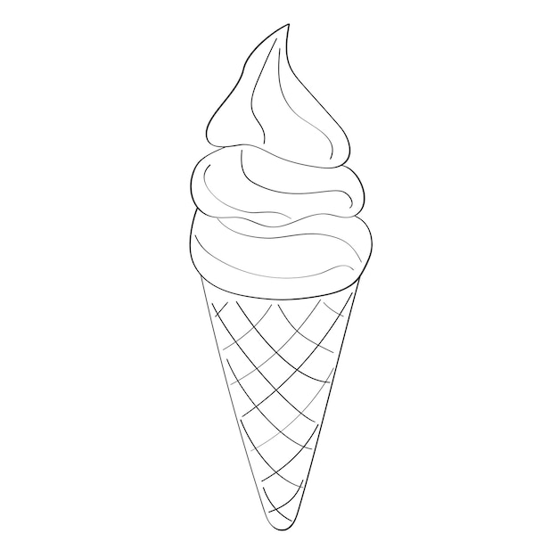 Un dibujo de un cono de helado sobre un fondo blanco