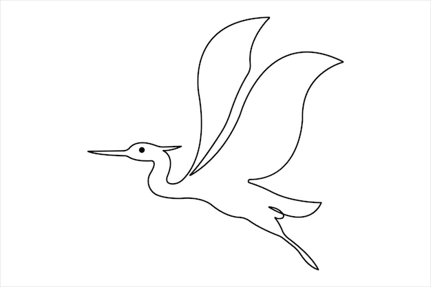 Un dibujo continuo de la adorable ave garza concepto para el icono de conservación arte de línea moderna