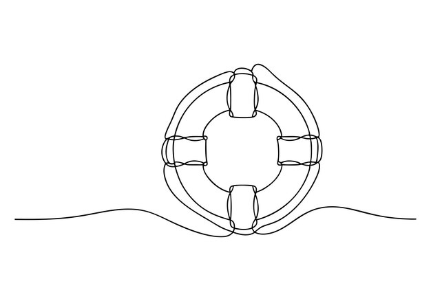 Dibujo continuo de una boya salvavidas