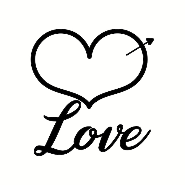 Un dibujo continuo de un contorno de signo de amor en forma de corazón