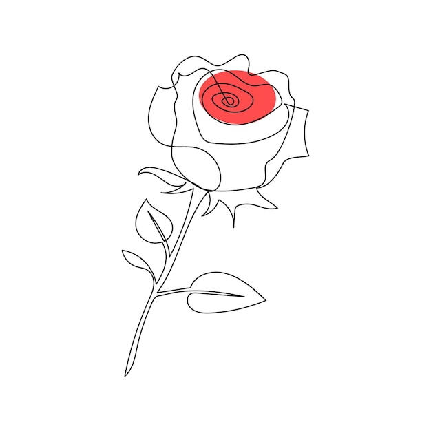 Dibujo continuo de flores de rosa en línea e ilustración de arte vectorial de contorno de estilo de línea única
