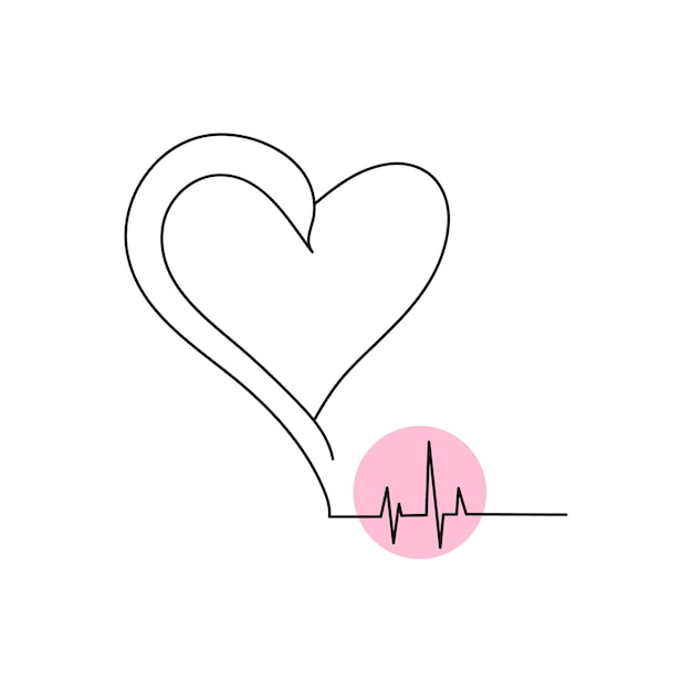 Dibujo continuo en forma de corazón de una línea y ilustración artística de contorno único en forma de amor