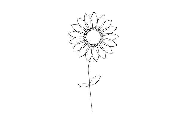 Dibujo continuo de girasol de una línea y icono vectorial de contorno aislado de estilo minimalista