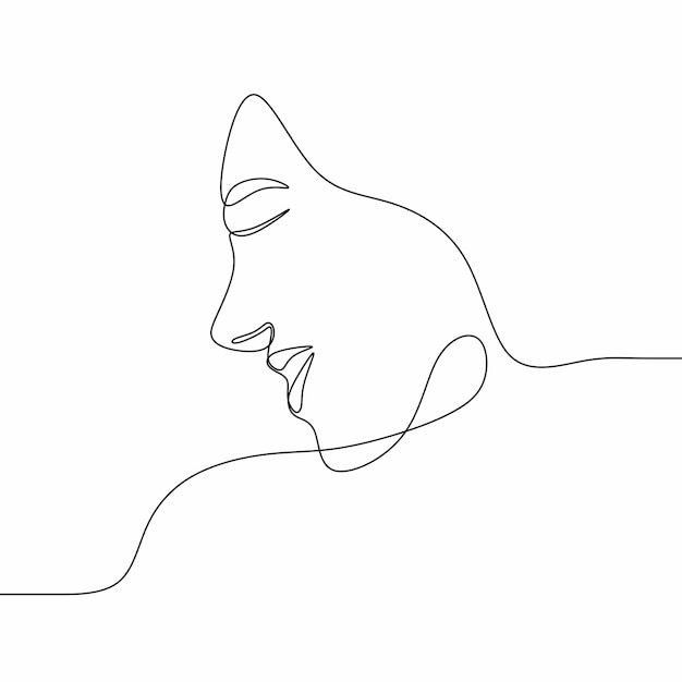 dibujo continuo ilustración de arte de una sola línea cara de mujer hermosa