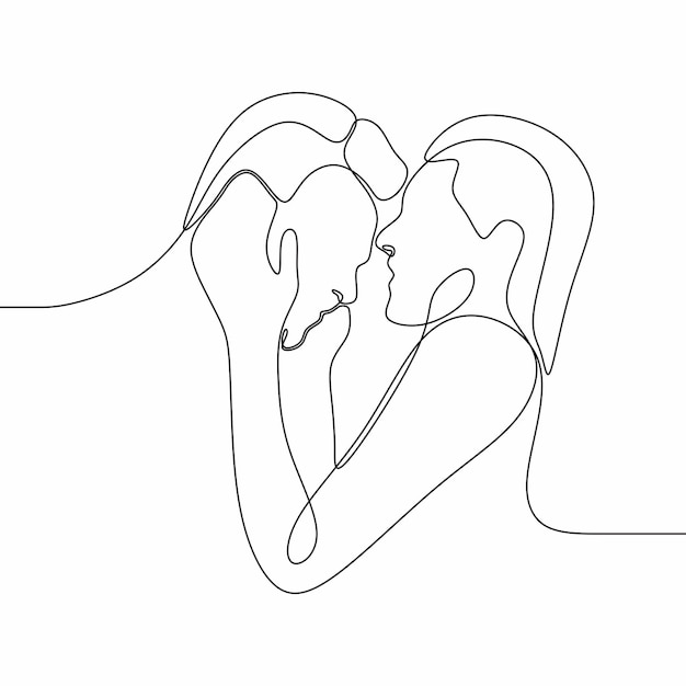 dibujo continuo ilustración de arte de una sola línea cópula romántica