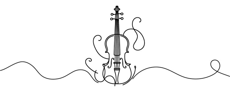 Vector un dibujo continuo de un instrumento musical de cuerdas de violín ilustración vectorial