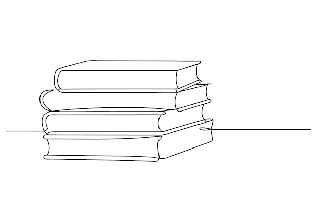 Dibujo continuo de libros en una línea Minimalista Conocimiento y literatura Arte