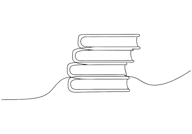 Dibujo continuo de libros en una línea Minimalista Conocimiento y literatura Arte