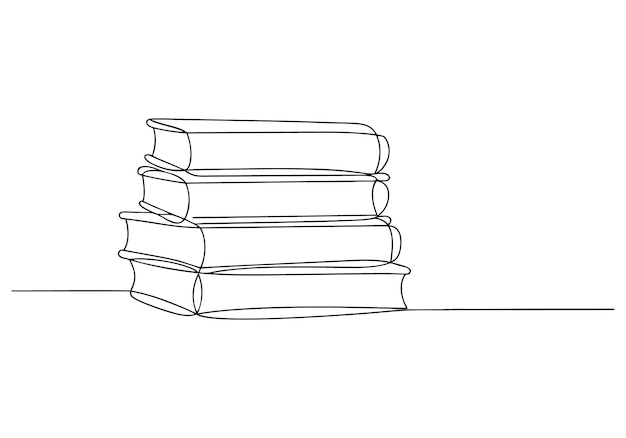 Dibujo continuo de libros en una línea Minimalista Conocimiento y literatura Arte