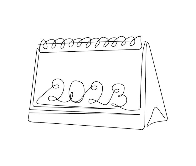 Vector dibujo continuo de una línea de 2023 2023 letras manuscritas vector de texto de año nuevo diseño lineal de año nuevo