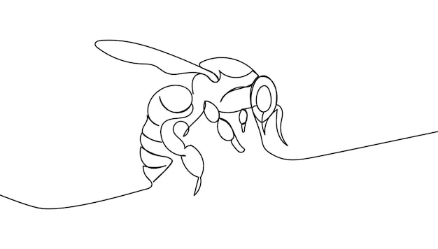 Dibujo continuo de una línea de abeja linda