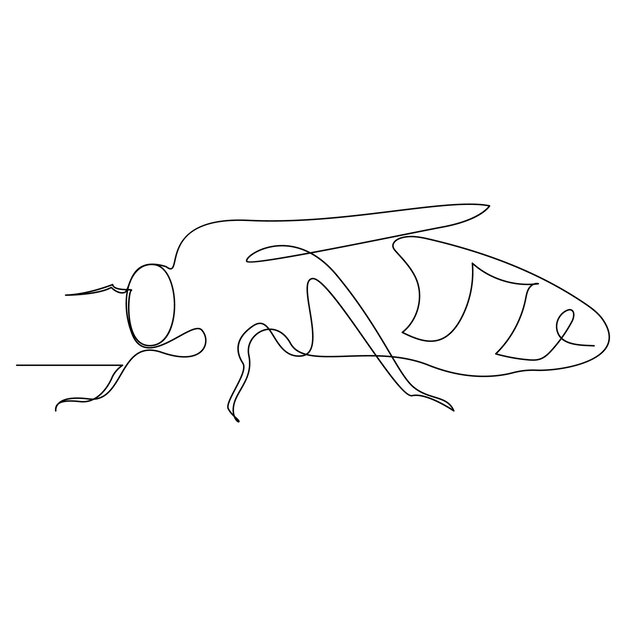 Vector dibujo continuo de una línea de abeja voladora ilustración simple ilustración vectorial de arte de líneas de abeja