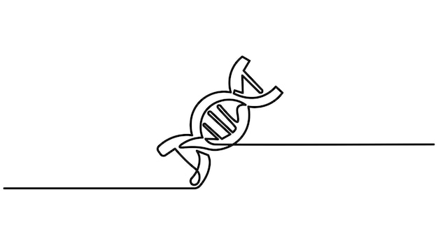 Un dibujo continuo de una línea de ADN Símbolo de estructura lineal del genoma Un dibujo de una línea continua