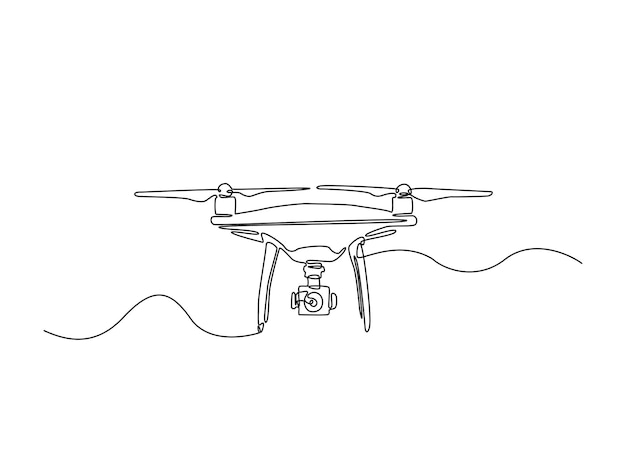 Dibujo continuo de una línea de aeronaves no tripuladas en vuelo