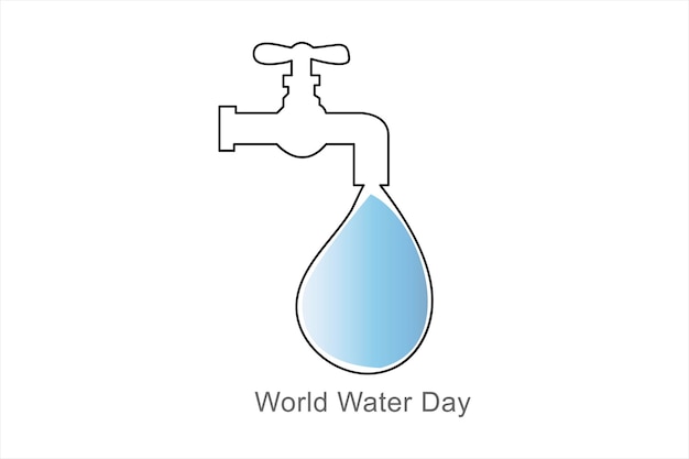 Dibujo continuo de una línea del agua de la tierra concepto del día mundial del agua ilustración vectorial aislada