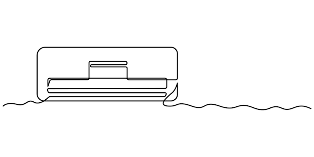 Dibujo continuo de una línea de aire acondicionado interior Vector de arte de una línea