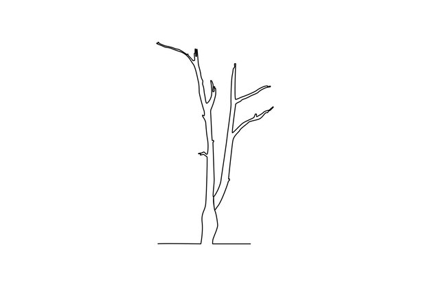 Dibujo continuo de una línea árbol sin hojas Concepto de árbol dibujo de una sola línea