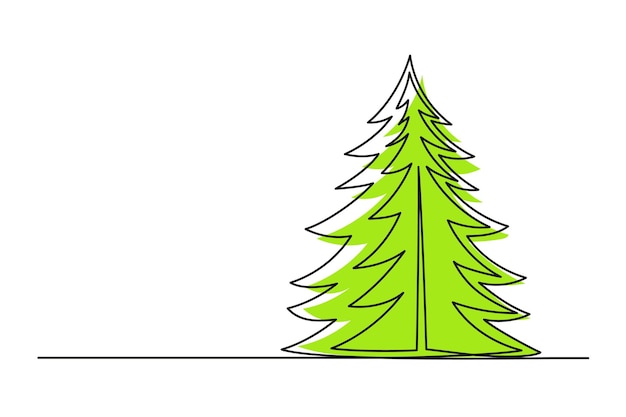 Dibujo continuo de una línea del árbol de Navidad