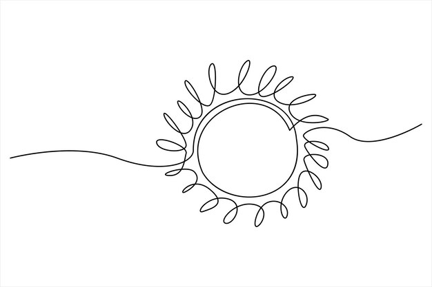 dibujo continuo de una línea arte solar sol de verano línea de contorno ilustración de arte de línea de señal