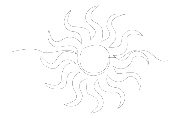 Dibujo continuo de una línea arte solar sol de verano línea de contorno ilustración de arte de señal de línea