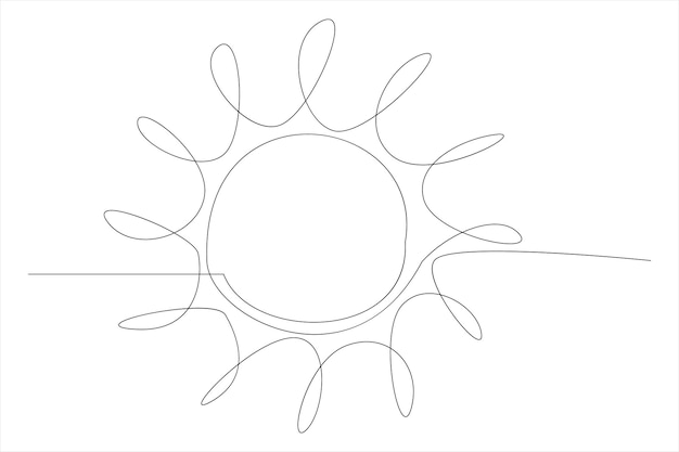 Dibujo continuo de una línea arte solar sol de verano línea de contorno ilustración de arte de señal de línea