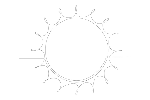 Dibujo continuo de una línea arte solar sol de verano línea de contorno ilustración de arte de señal de línea