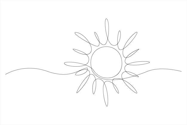 Dibujo continuo de una línea arte solar sol de verano línea de contorno ilustración de arte de señal de línea