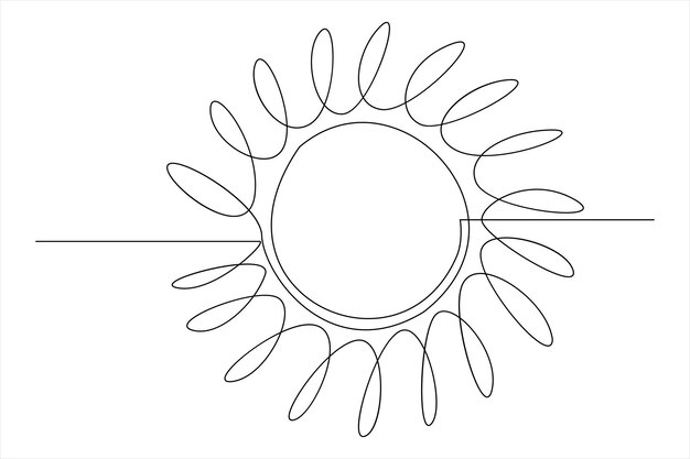 Dibujo continuo de una línea arte solar sol de verano línea de contorno ilustración de arte de señal de línea