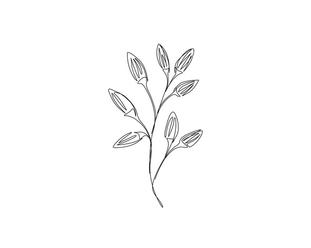 Dibujo continuo de una línea de las artes botánicas de las flores