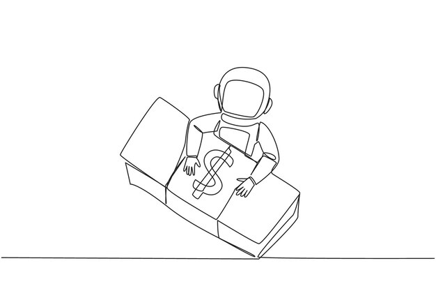 Un dibujo continuo de una línea de un astronauta abrazando una pila de billetes obtuvo donaciones de partidos
