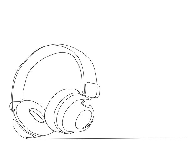 Dibujo continuo de una línea de auriculares