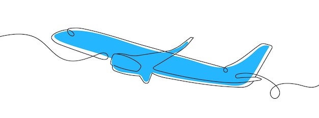 Dibujo continuo de una línea de avión Ilustración vectorial