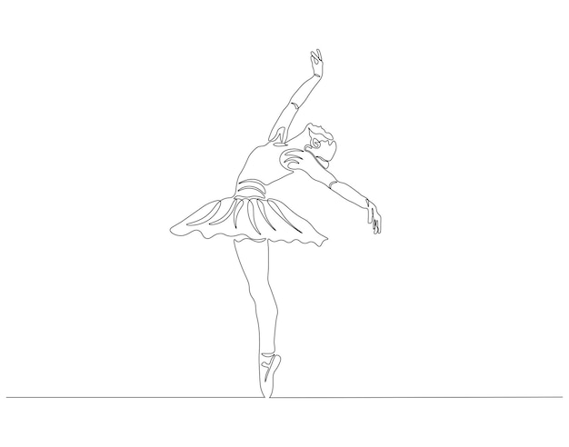 Dibujo continuo de una línea de bailarina de ballet Dibujo de línea única Ilustración de bailarín de ballet Balerina concepto de arte de línea Esbozo editable