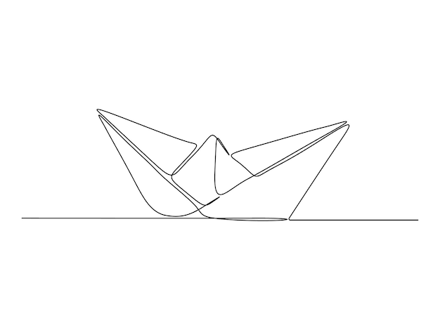 Dibujo continuo de una línea de un barco de papel origami concepto de juguete vector ilustración pro vector