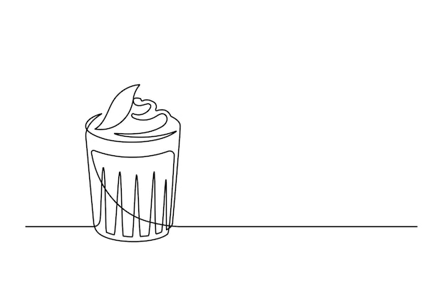 Dibujo continuo de una línea de una bebida de cóctel