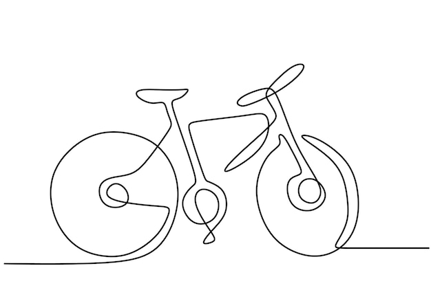 Dibujo continuo de una línea de bicicleta Dibujo a mano boceto de concepto de negocio de bicicleta un transporte tradicional Estilo de vida saludable estilo minimalista Ilustración vectorial diseño minimalista