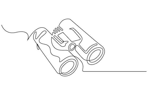 Dibujo continuo de una línea de Binocular Diseño de vector de arte de una sola línea binocular Concepto militar