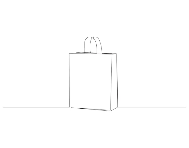 Dibujo continuo de una línea de una bolsa de compras Dibujo de una línea Ilustración de una bolsa De papel Concepto de bolsa reutilizable Línea única Esbozo editable