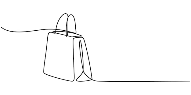 Dibujo continuo de una línea de una bolsa de compras Ilustración vectorial de una simple línea de arte de bolsas de papel.