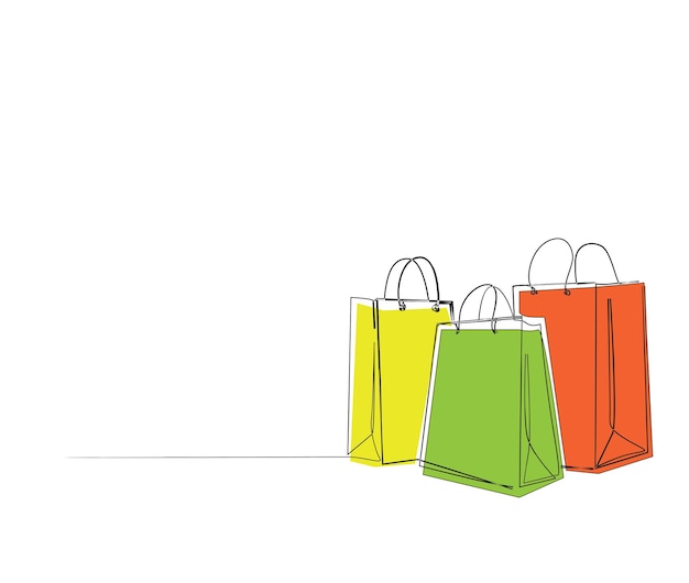 Dibujo continuo de una línea de la bolsa de compras
