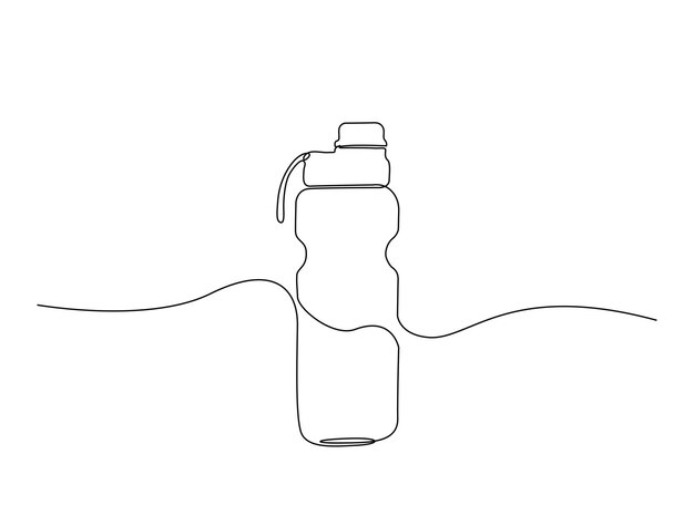 Dibujo continuo de una línea de la botella de agua potable