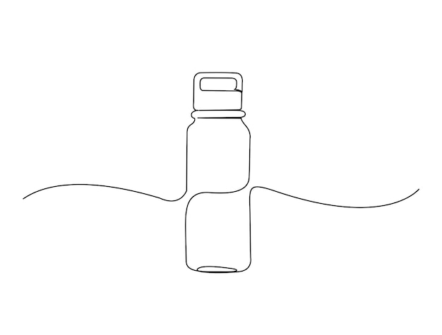 Dibujo continuo de una línea de la botella de agua potable
