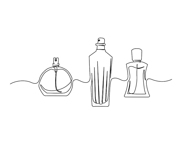 Dibujo continuo de una línea de botella de perfume en aerosol